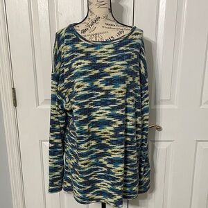 LuLaRoe Blue and Yellow Patterned Long Sleeve Top